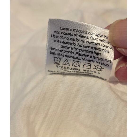 Eddie Bauer Button Shirt Women M White Roll Sleeve Pockets Cotton NWT - Picture 6 of 6